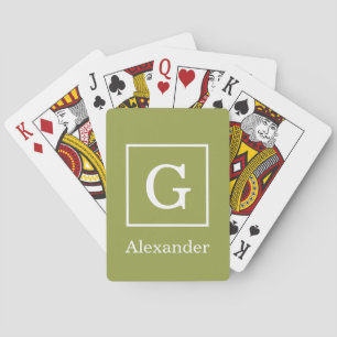 Jeu De Cartes Avocado Vert Blanc encadré Premier Monogramme