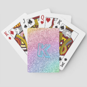 Jeu De Cartes Awesome Pastel Parties scintillant Girly Monogramm