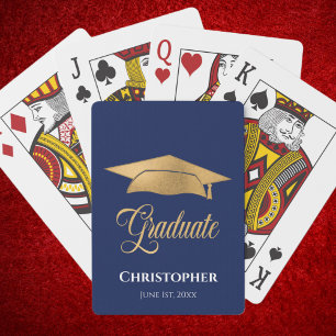 Jeu De Cartes Bac de graduation Or Moderne Bleu élégant