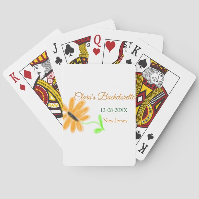 Jeu De Cartes Bachelorette fête ajouter nom date place tournesol (dos)