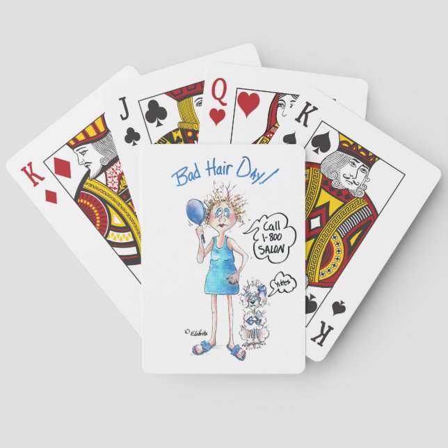 Jeu De Cartes Bad Hair Day, robe bleue, expression déprimée (dos)