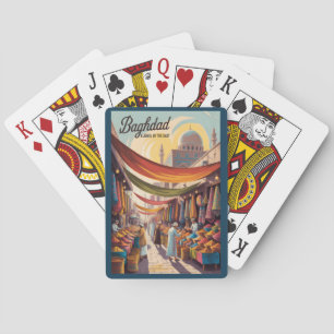 Jeu De Cartes Bagdad Irak Illustration Voyage Art Vintage