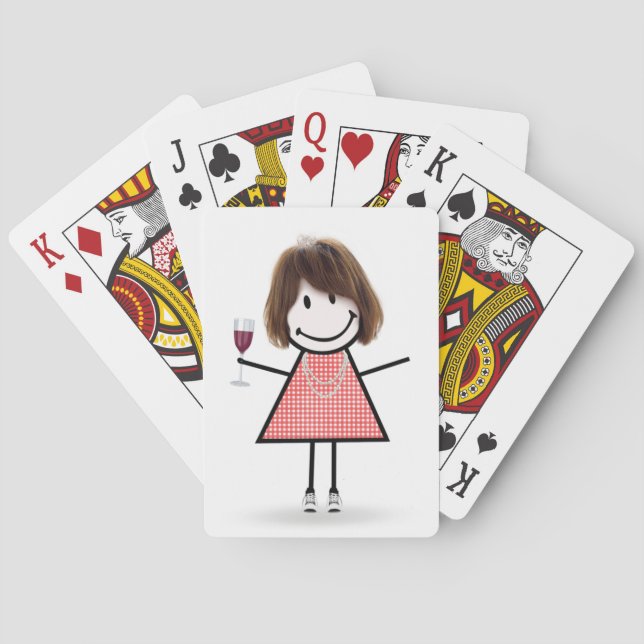 Jeu De Cartes Baguette Figure Girl avec Verre à Vin (dos)