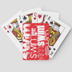 Jeu De Cartes Baignade; Grandes rayures rouge écarlate