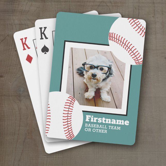 Jeu De Cartes Bal de baseball photo Ajouter votre nom - Peut mod (Personalized Playing Cards - Sporty Design)