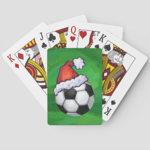 Jeu De Cartes Bal de football Santa Chapeau sur Vert