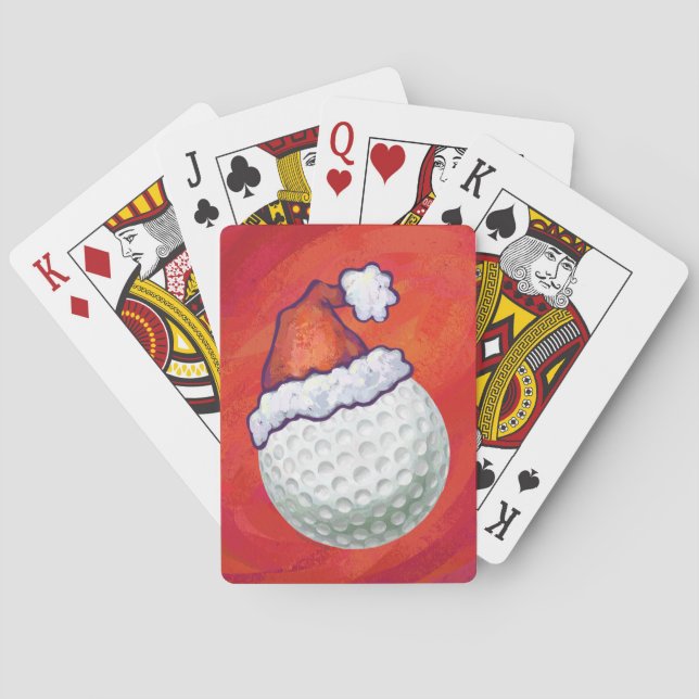 Jeu De Cartes Bal de golf à Santa Hat sur Red (dos)