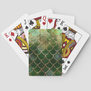 Jeu De Cartes Balances de poissons de sirène vert et or