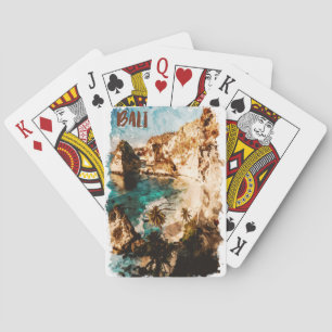 Jeu De Cartes Bali Indonésie Asie Tropical Island Aquarelle