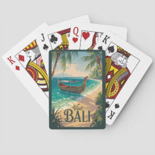Jeu De Cartes Bali Indonésie Illustration Art de Voyage Vintage