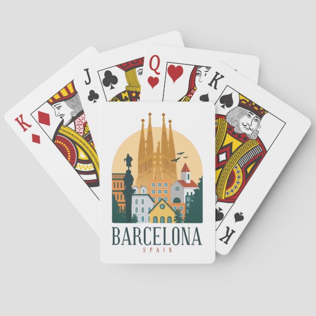 Jeu De Cartes Balise de bagage de voyage Skyline de Barcelone Es (dos)