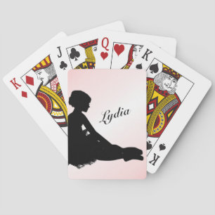 Jeu De Cartes Ballerine Fatiguée Personnalisée avec Nom Rose