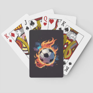 Jeu De Cartes Ballon de football volant avec flammes.