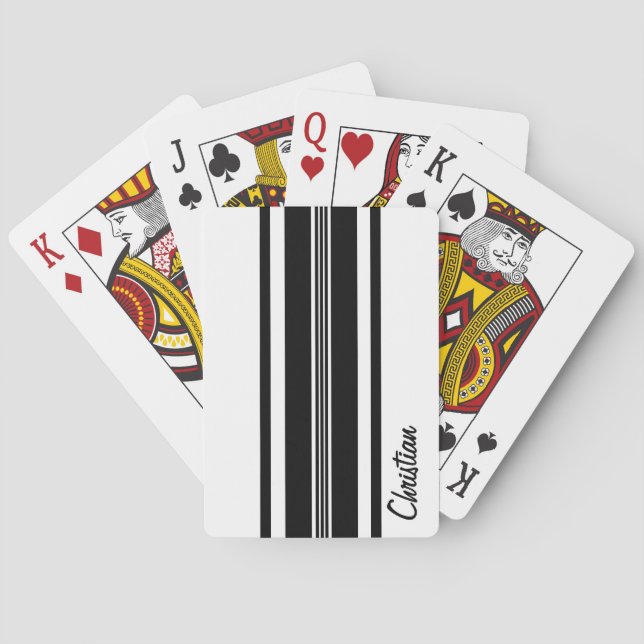 Jeu De Cartes Bande de course moderne noire personnalisée (dos)