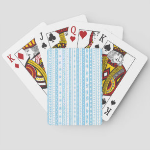 Jeu De Cartes Bandes de griffes florales en bleu et blanc bébé