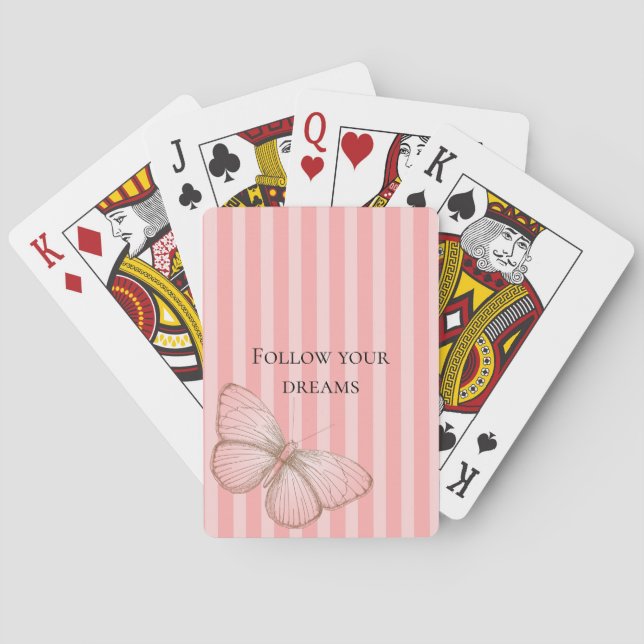 Jeu De Cartes Bandes roses avec papillon (dos)