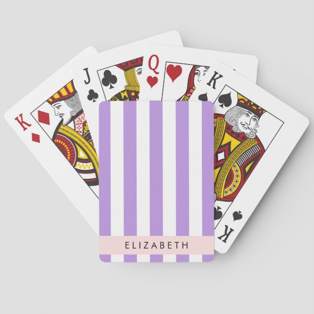 Jeu De Cartes Bandes Violettes, Motif Gratté, Lignes, Votre Nom (dos)