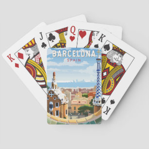 Jeu De Cartes Barcelone Espagne Travel Art Vintage