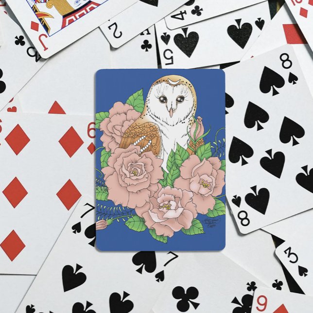 Jeu De Cartes Barne Chouette Fleurs roses Bleu (Créateur téléchargé)
