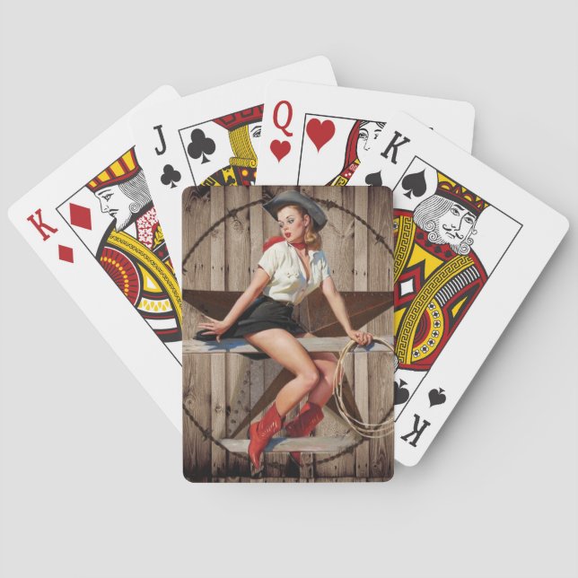 Jeu De Cartes Barre Wood Texas Star pays occidental Cowgirl (dos)