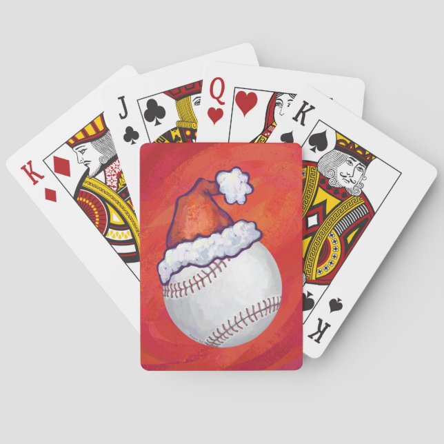 Jeu De Cartes Baseball avec Santa Hat sur Rouge (dos)