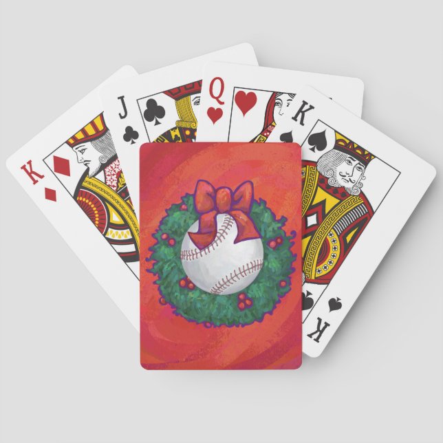 Jeu De Cartes Baseball dans une couronne sur fond rouge (dos)