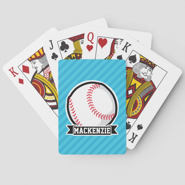 Jeu De Cartes Baseball sur Sky Blue Stripes (dos)
