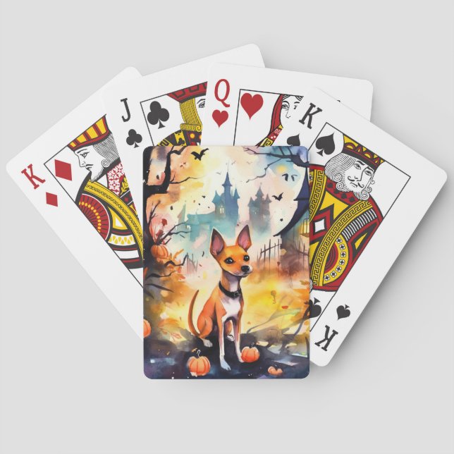 Jeu De Cartes Basenji D'Halloween Avec Peur Citrouille (dos)