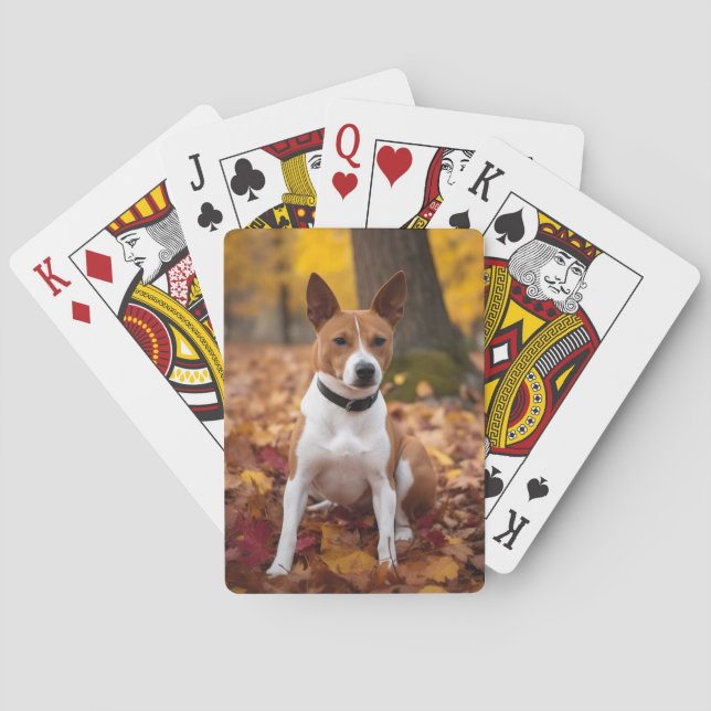 Jeu De Cartes Basenji en automne Feuilles automne Inspiration (dos)