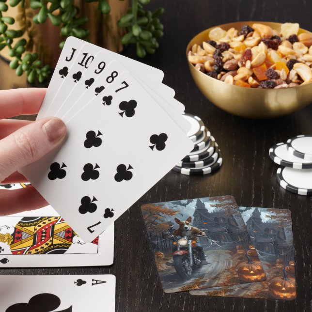 Jeu De Cartes Basenji équitation moto Halloween effrayant (In Situ)