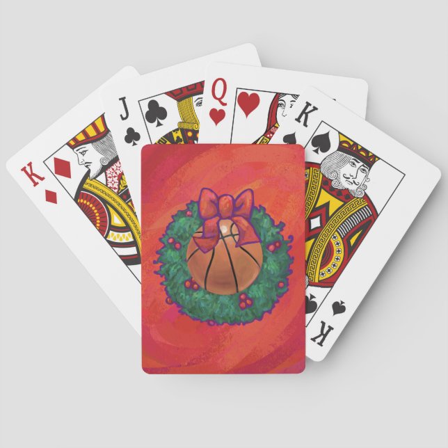 Jeu De Cartes Basket-ball à l'intérieur de la couronne de Noël (dos)
