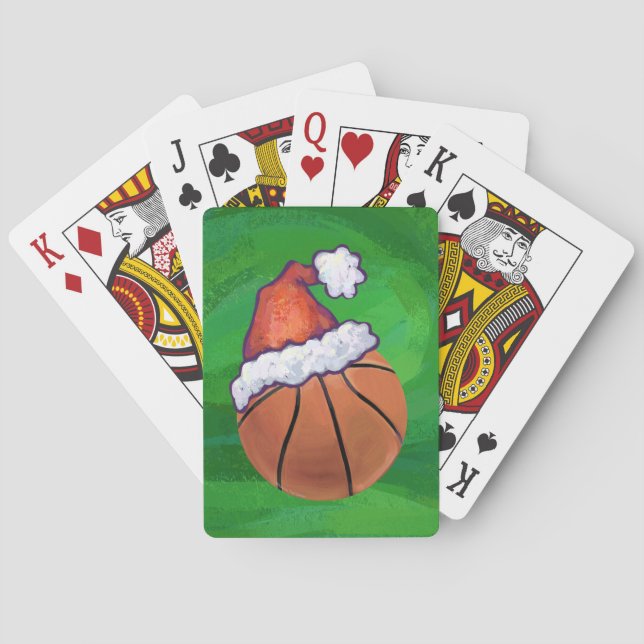 Jeu De Cartes Basket-ball de Santa Hat sur Green (dos)