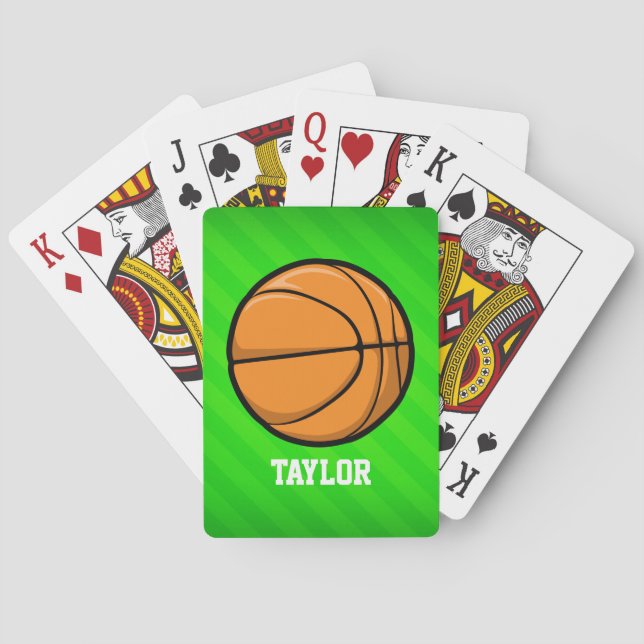 Jeu De Cartes Basket-ball; Grandes vertes néon (dos)