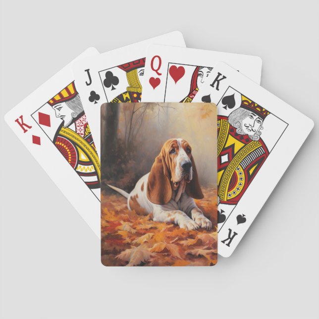 Jeu De Cartes Basset Hound à l'automne Leaves automne Inspire (dos)