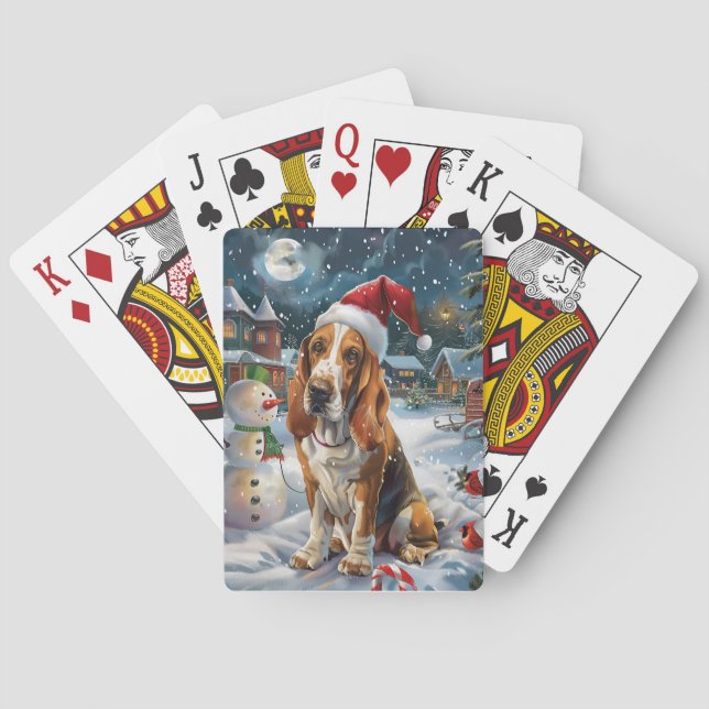 Jeu De Cartes Basset Hound Chien Winter Wonderland Noël Joie (dos)