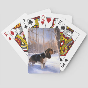 Jeu De Cartes Basset Hound Laissez tomber la neige Noël