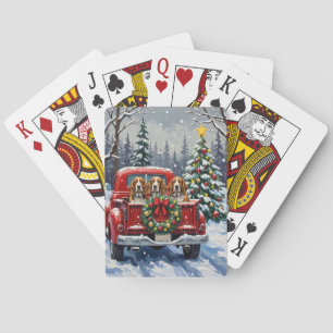 Jeu De Cartes Basset Hound Noël Camion Rouge Fêtes