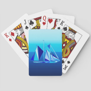 Jeu De Cartes Bateau à voile géométrique moderne / Yacht, bleu C