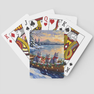 Jeu De Cartes Bateau de Noël de chat bleu oriental Fêtes