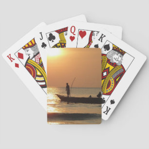 Jeu De Cartes Bateau de pêche au coucher du soleil