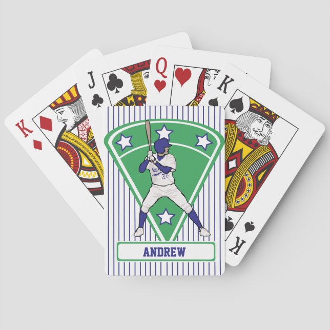 Jeu De Cartes Batterie de baseball personnalisée Star Blue (dos)
