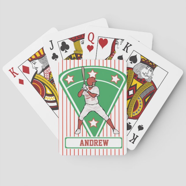Jeu De Cartes Batterie de baseball personnalisée Star Rouge (dos)