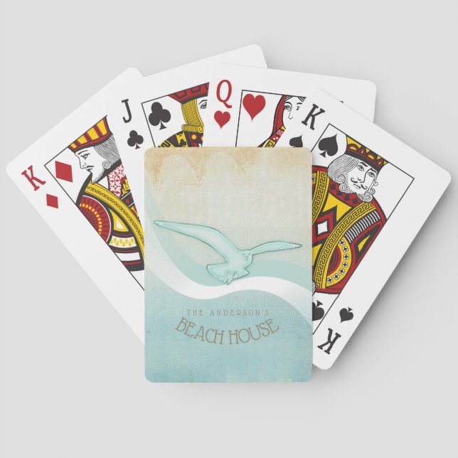 Jeu De Cartes Beach House Seagull Aqua Blue ID623 (dos)