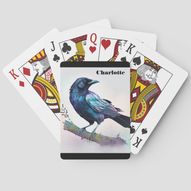 Jeu De Cartes Beau Corbeau sur une branche d'arbre (dos)