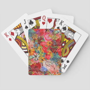 Jeu De Cartes Beau motif floral Abstrait coloré brillant