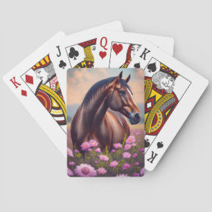 Jeu De Cartes Beau Quarter Horse avec fleurs