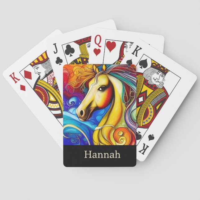 Jeu De Cartes Beau Rainbow Horse Portrait (dos)