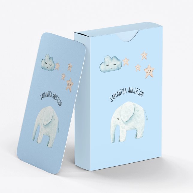 Jeu De Cartes Beauty Pastel Blue Elephant et Stars Kid (Créateur téléchargé)
