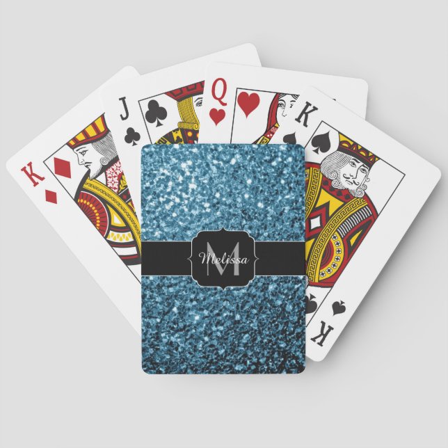 Jeu De Cartes Bébé bleu clair faux parties scintillant scintille (dos)