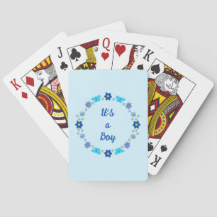 Jeu De Cartes Bébé bleu Papillons et fleurs personnalisés